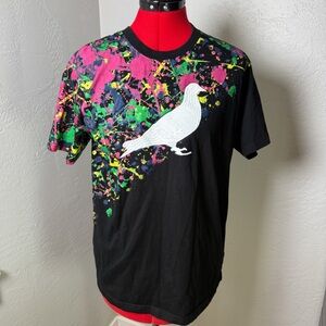 Staple Pigeon Black Colorful Paint Splatter Cotton Graphic Art T-Shirt Size M